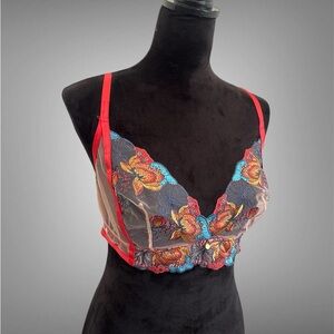 Adore Me red floral mesh bralette Size XL #lingerie #intimates